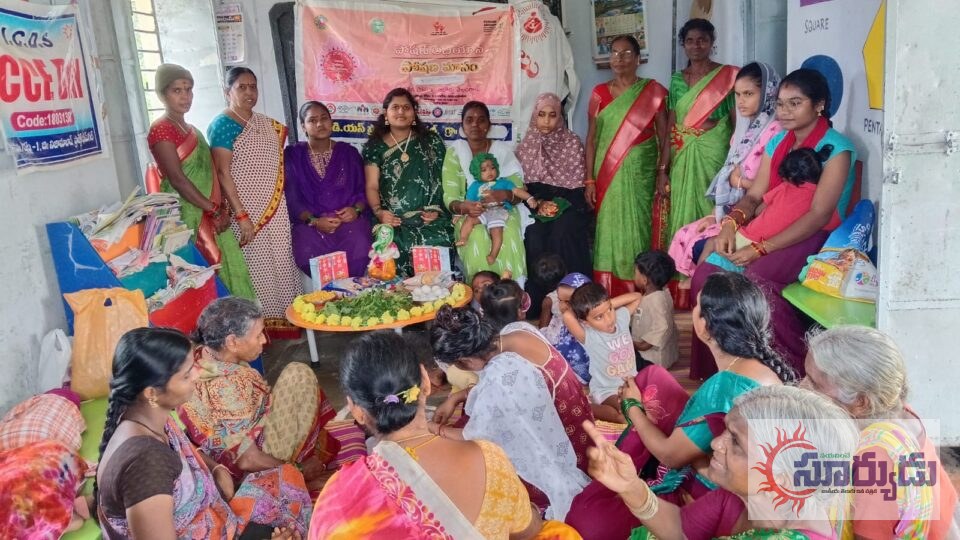 ఏరుగట్ల మండల కేంద్రంలో అంగన్వాడి కేంద్రంలో పోషణ మాసం.