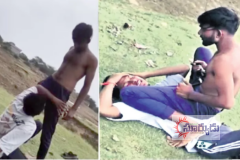 యువకుడి పై నలుగురు వ్యక్తులు బీర్ బాటిళ్లతో  దాడి.. ఎందుకో తెలుసా! (వీడియో చూడండి)