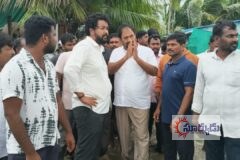తీర ప్రాంతంలో తుఫాను బీభత్సం.. బాధితుల చెంతకు ఎమ్మెల్యే దాట్ల సుబ్బరాజు, ఎంపీ హరీష్ మాధుర్